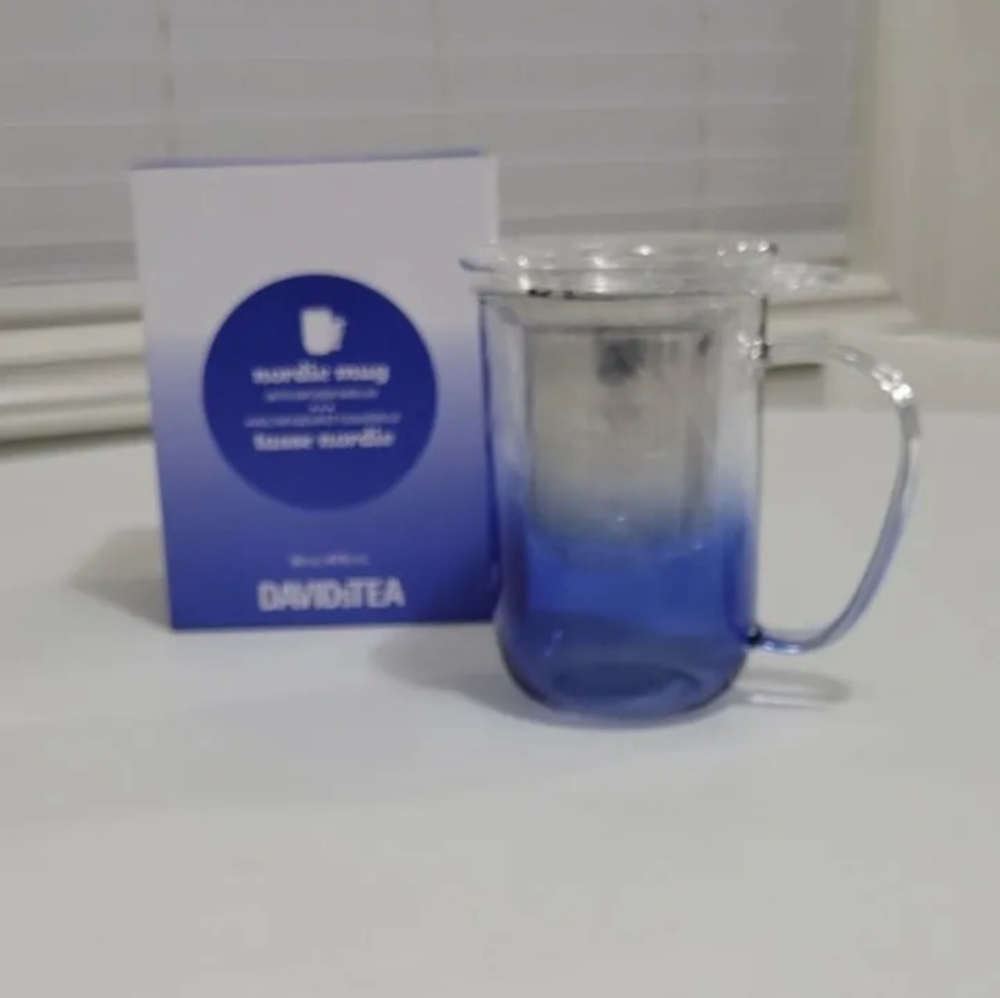 NIB Davids Tea Gradient Deep Sea Glass Nordic Mug Davidstea